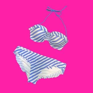Victoria’s Secret Bikini Periwinkle White Ruffle L